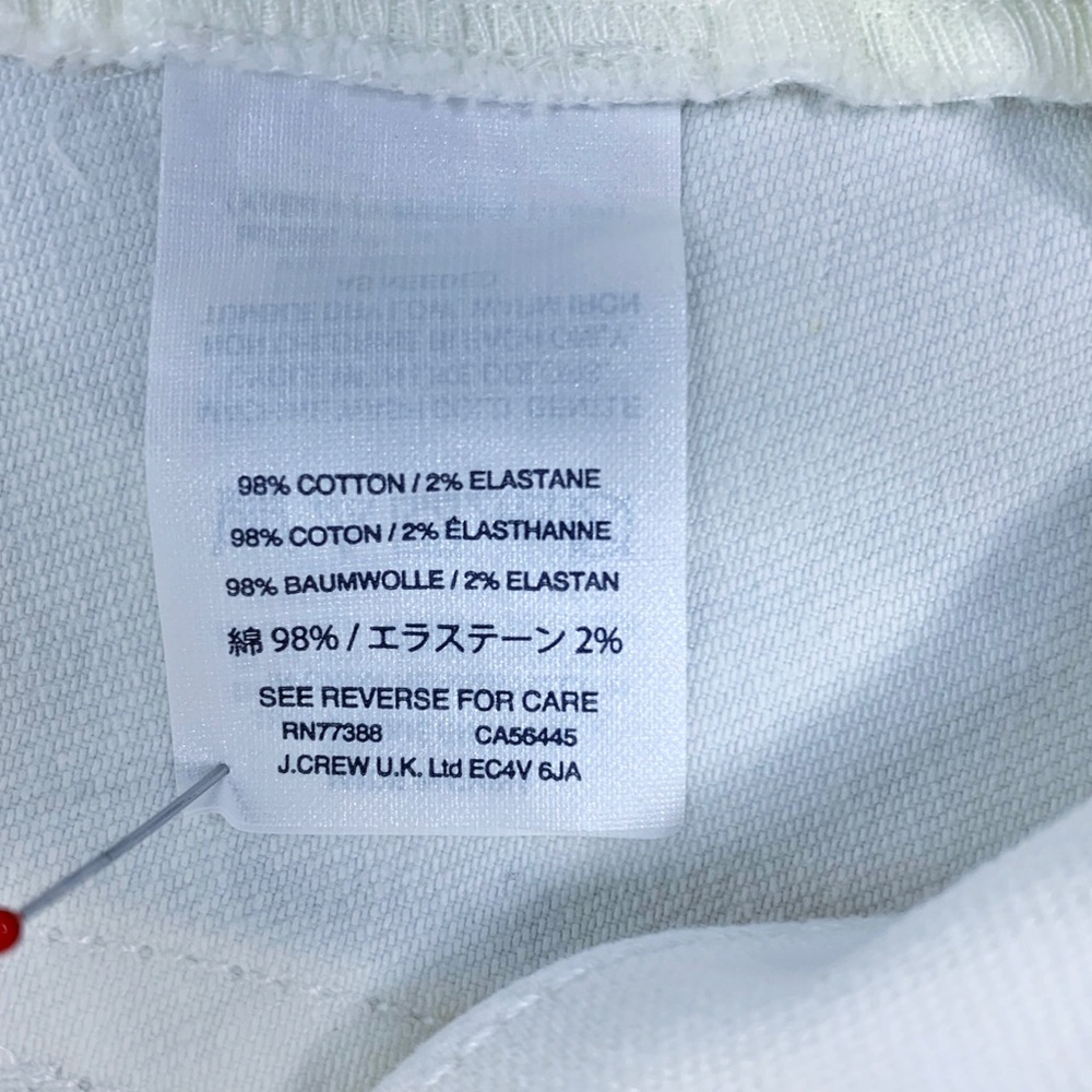 J. Crew Trademark White Jean Skirt, Raw Hem with Fray, Cotton Blend with Stretch - Picture 6 of 9
